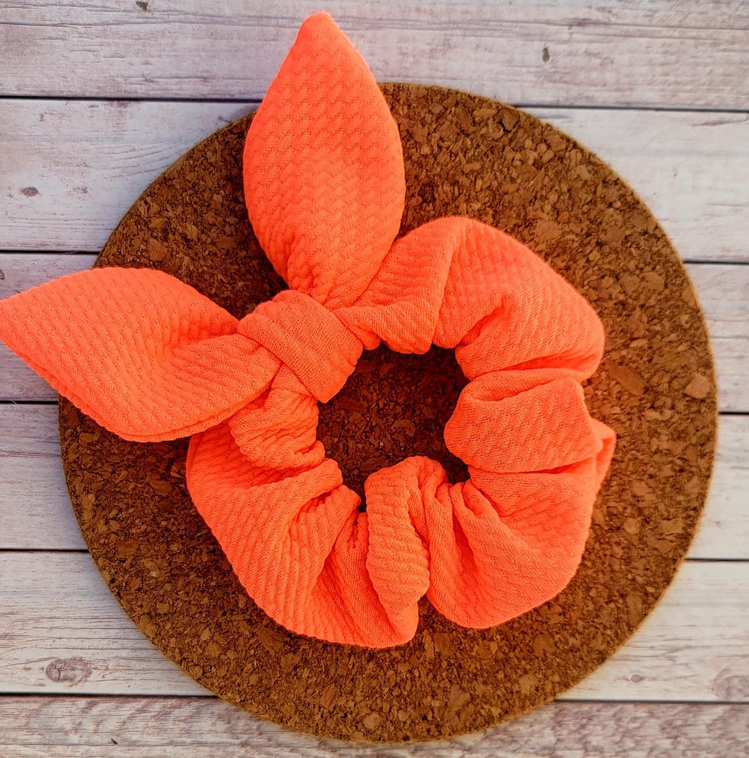 Neon Coral Bow Scrunchie