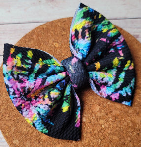 Neon Tie Dye Fabric Bow