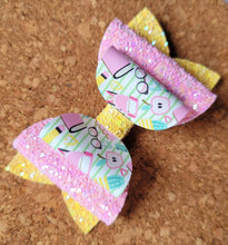 Load image into Gallery viewer, School Days Chunky Glitter Layered Leatherette Bow
