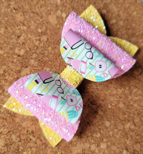 School Days Chunky Glitter Layered Leatherette Bow