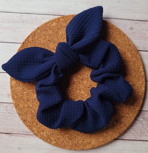 Navy Blue Bow Scrunchie