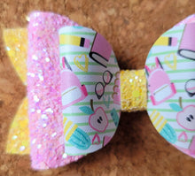 Load image into Gallery viewer, School Days Chunky Glitter Layered Leatherette Bow
