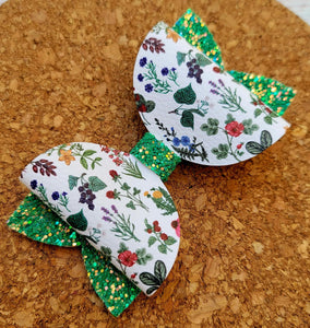 Garden Party Glitter Layered Leatherette Bow