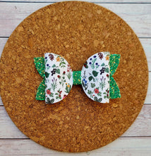 Load image into Gallery viewer, Garden Party Glitter Layered Leatherette Bow
