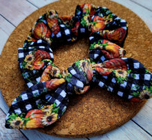 Load image into Gallery viewer, Pumpkin Plaid Bow Scrunchie
