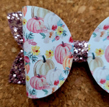 Load image into Gallery viewer, Pumpkin Patch Glitter Layered Leatherette Bow
