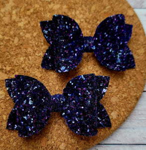 Cast A Spell Glitter Layered Leatherette Piggies Bow