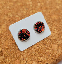 Load image into Gallery viewer, Happy Haunting Glitter Vegan Leather Medium Earring Studs

