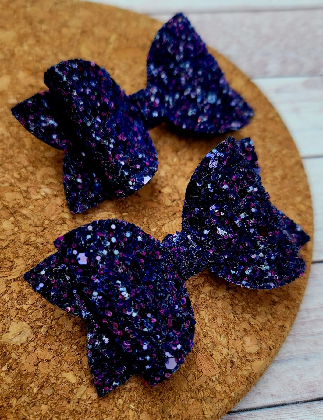 Cast A Spell Glitter Layered Leatherette Piggies Bow