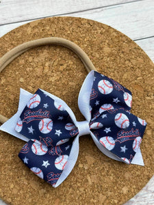Baseball Pattern Bow on Nylon Band