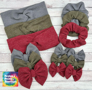 Sweater Weather Slate Grey Fabric Bow