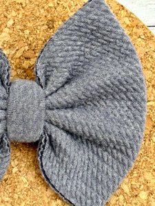 Sweater Weather Slate Grey Fabric Bow