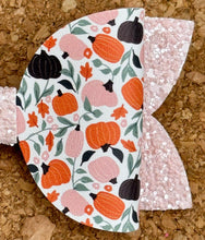 Load image into Gallery viewer, Pale Pink Pumpkins Layered Leatherette Bow

