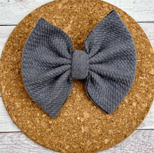 Load image into Gallery viewer, Sweater Weather Slate Grey Fabric Bow
