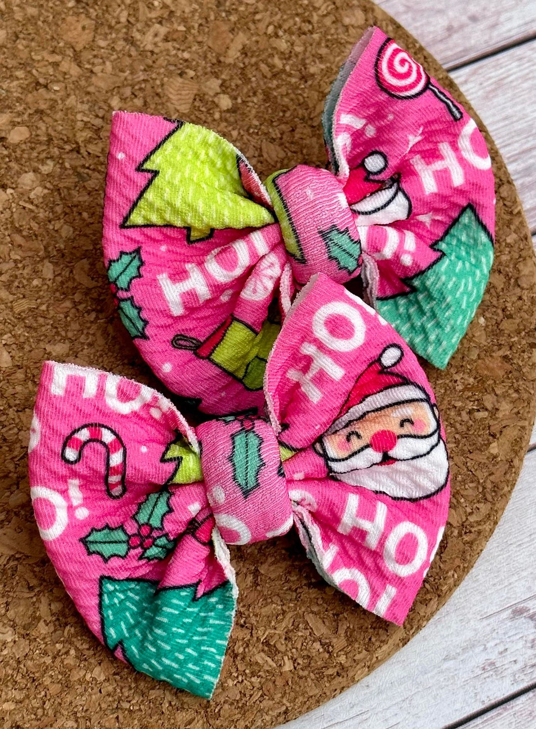 Pink Christmas Small Fabric Piggies Bows