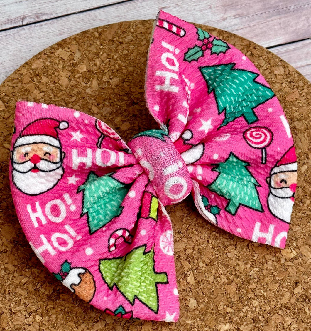 Pink Christmas Fabric Bow