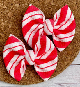 Candy Cane Small Fabric Piggies Bows