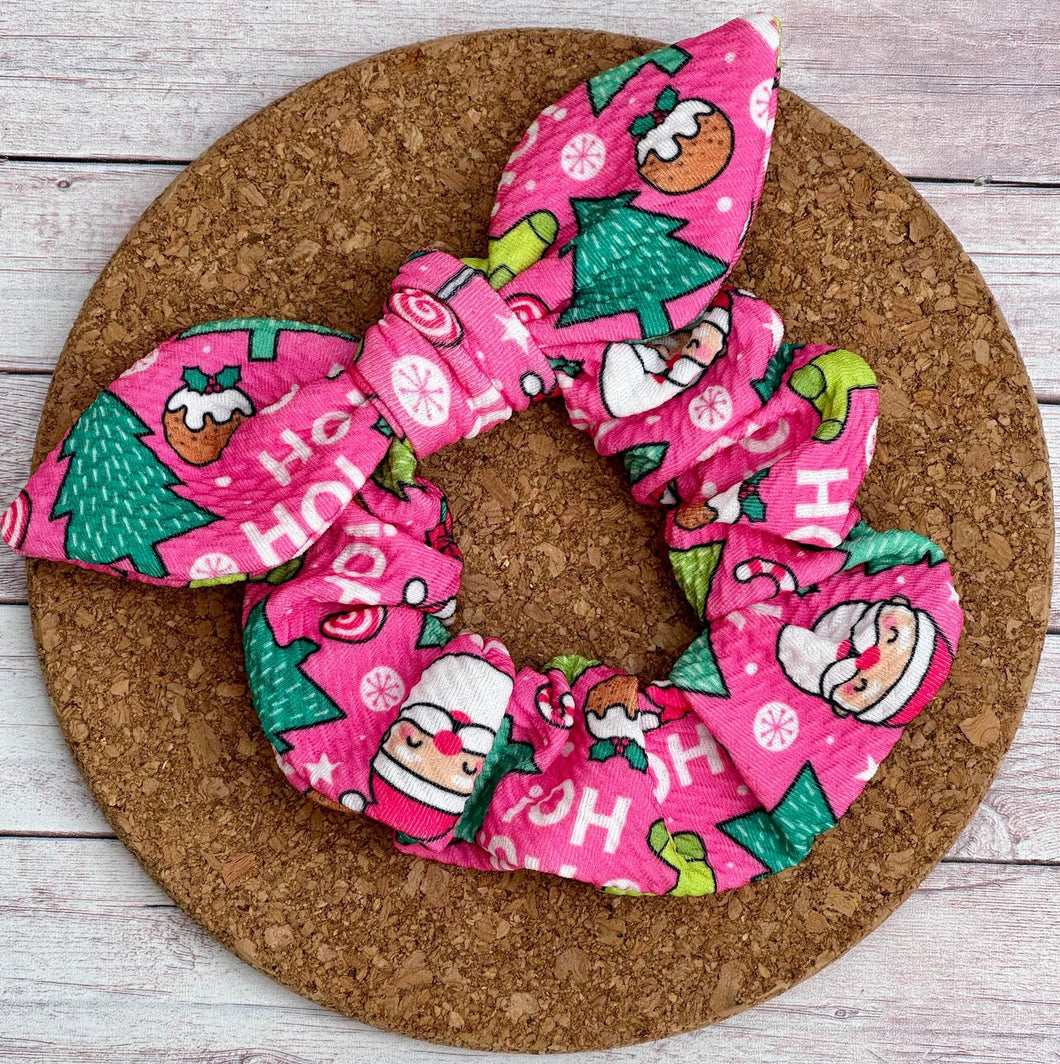 Pink Christmas Bow Scrunchie
