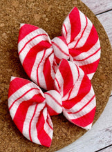 Load image into Gallery viewer, Candy Cane Small Fabric Piggies Bows

