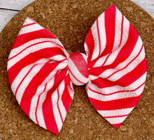 Load image into Gallery viewer, Candy Cane Fabric Bow
