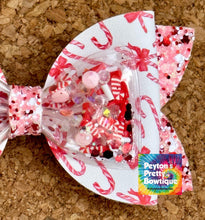 Load image into Gallery viewer, Candy Cane Shaker Chunky Glitter Layered Leatherette Bow
