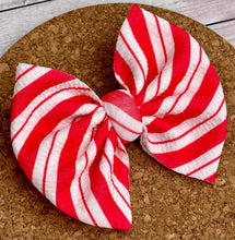 Load image into Gallery viewer, Candy Cane Fabric Bow
