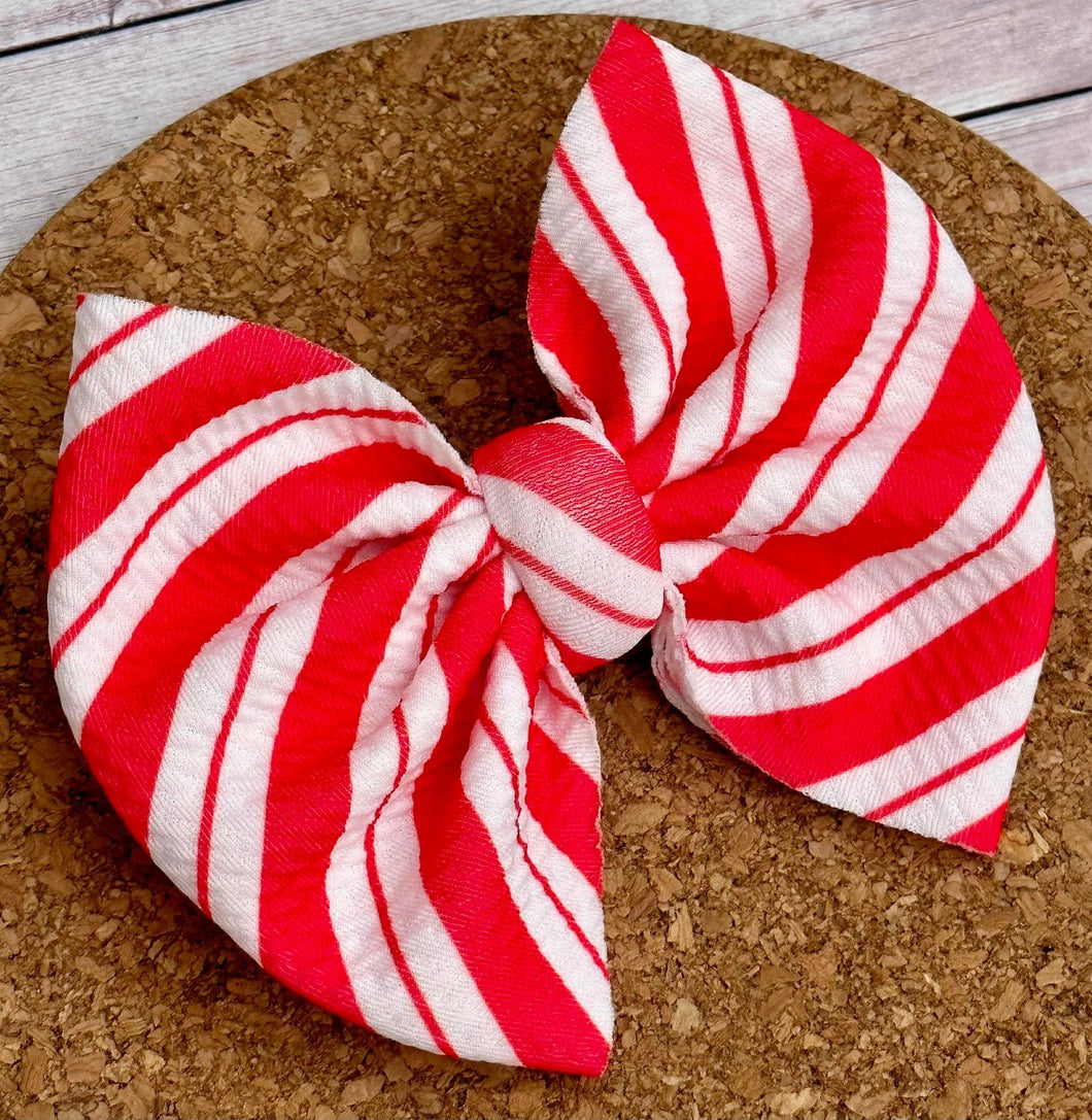 Candy Cane Fabric Bow