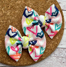 Load image into Gallery viewer, Multi Hearts Piggies Fabric Bows

