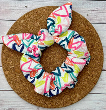 Load image into Gallery viewer, Multi Hearts Bow Scrunchie
