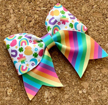 Load image into Gallery viewer, Lucky Charms Mini Cheer Leatherette Bow
