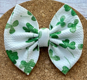 Watercolor Clovers Fabric Bow