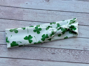 Watercolor Clovers Skinny Knot Headband