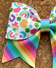 Load image into Gallery viewer, Lucky Charms Mini Cheer Leatherette Bow
