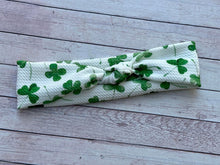 Load image into Gallery viewer, Watercolor Clovers Skinny Knot Headband
