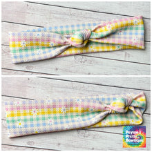 Load image into Gallery viewer, Easter Plaid Daisies Skinny Knot Headband
