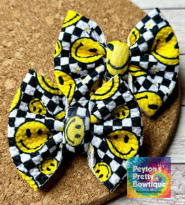 Smiley Checkered Daisies Piggies Fabric Bows