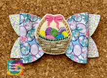 Load image into Gallery viewer, Dyed Eggs Feltie Glitter Layered Leatherette Bow
