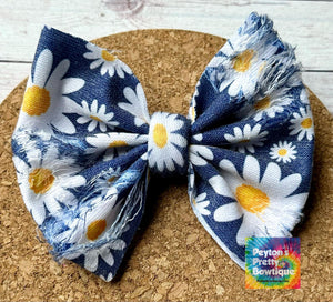 Distressed Daisies Fabric Bow