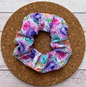 Polka Dot Flowers Scrunchie