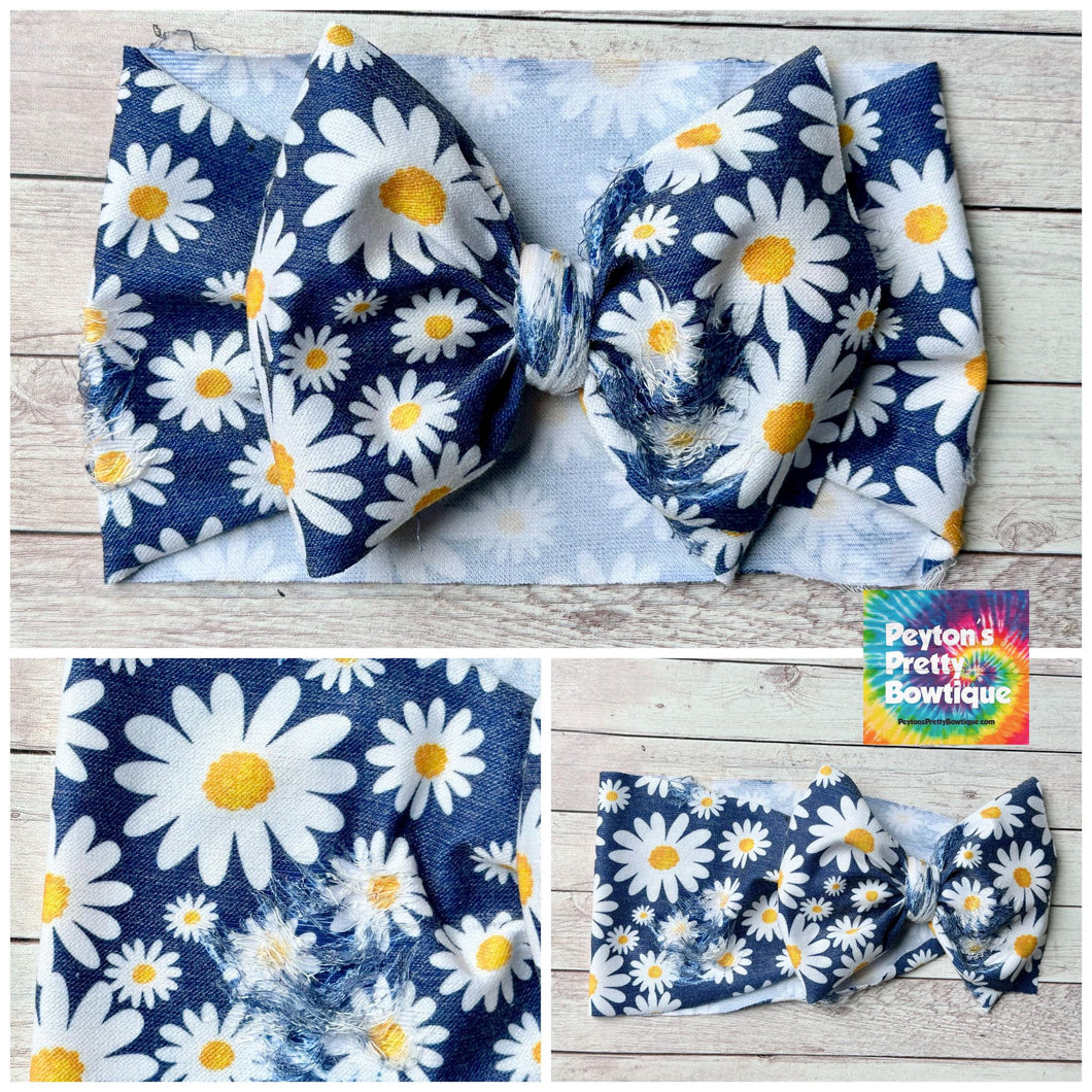 Distressed Daisies Bow Headwrap