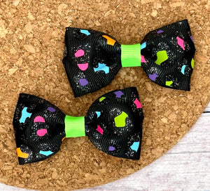 Green/Black Cheetah Glittered Ribbon Piggies Set