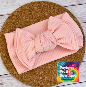 NEW Peachy Pink Rib Knit Infant Knotted Bow Headwrap