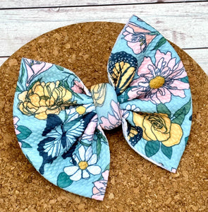 Butterfly Garden Fabric Bow