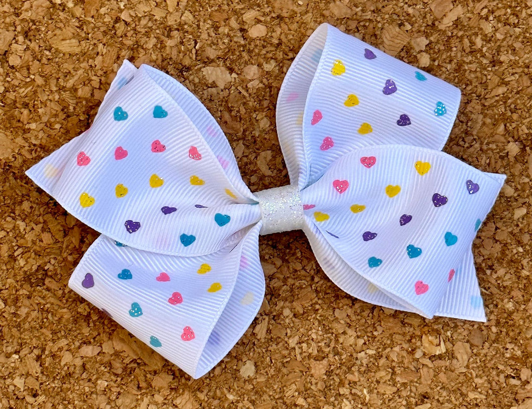 Glittered Hearts Pattern Bow