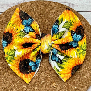 Sunflowers And Butterflies Fabric Bow