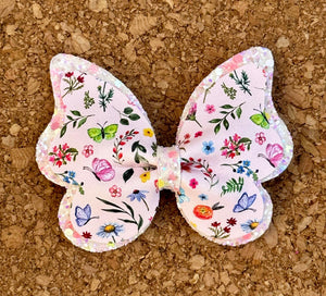 Wildflowers Butterfly Glitter Layered Leatherette Bow