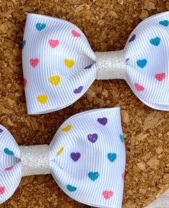 Glittered Hearts Ribbon Piggies Set