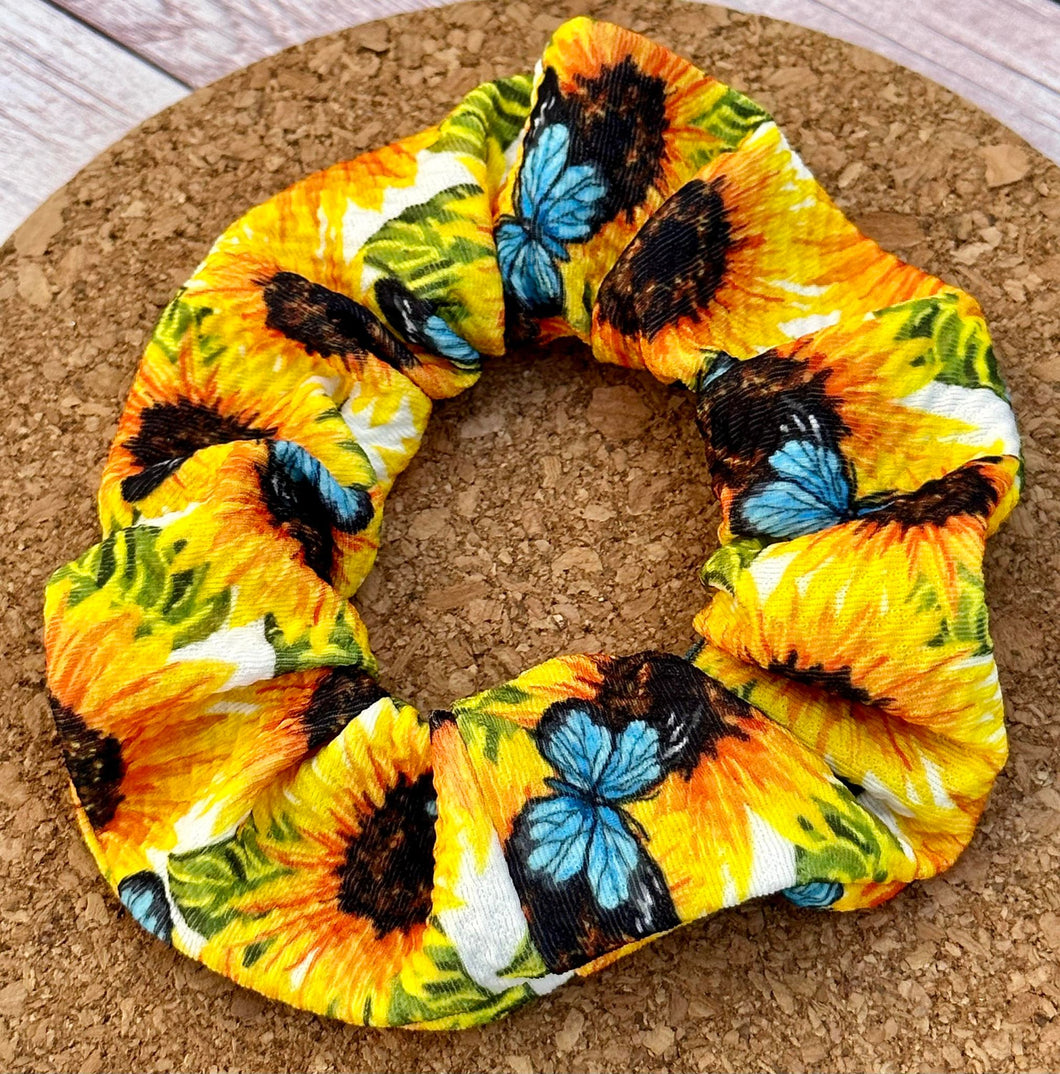 Sunflowers And Butterflies Scrunchie