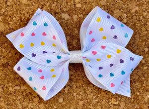 Glittered Hearts Pattern Bow