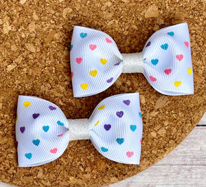 Glittered Hearts Ribbon Piggies Set